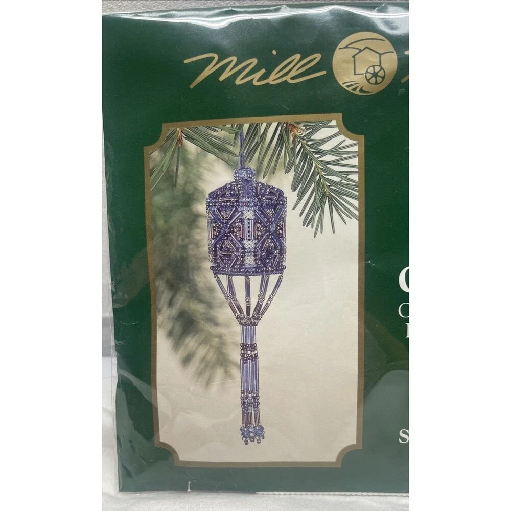 MINT HILL Blue Tassel Glass Stitched Beaded Christmas Ornament Kit 2001 NEW